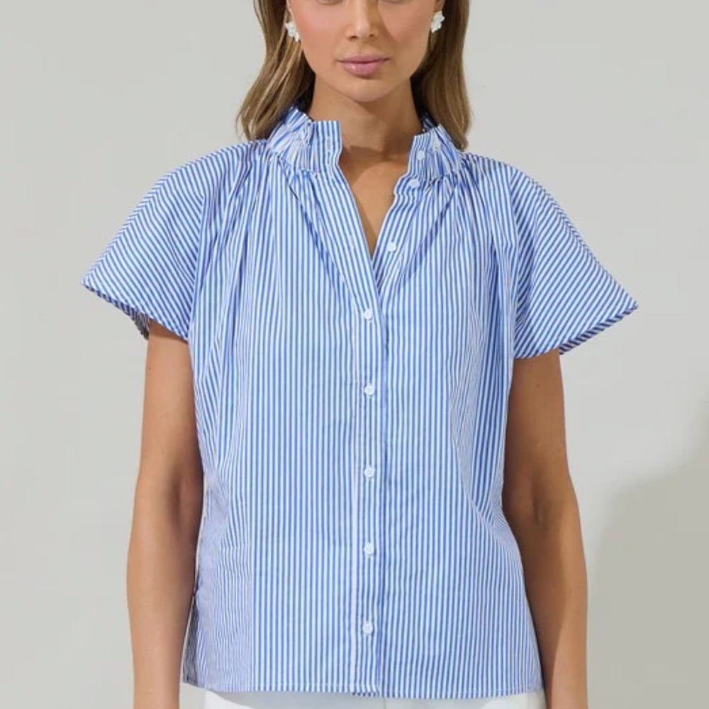 NWT Sugarlips Striped Button Down Shirt in Blue and White